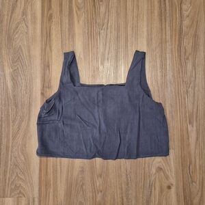 Women's Navy Square-Neck Crop Tank Top
